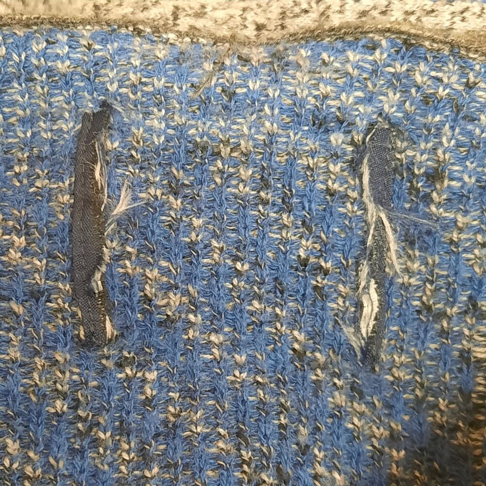American Eagle Men's Textured Knit Plaid Hoodie Cotton Gray & Blue - Size XL - Picture 11 of 11